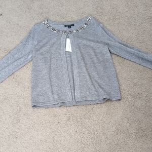Gray Beaded Cardigan